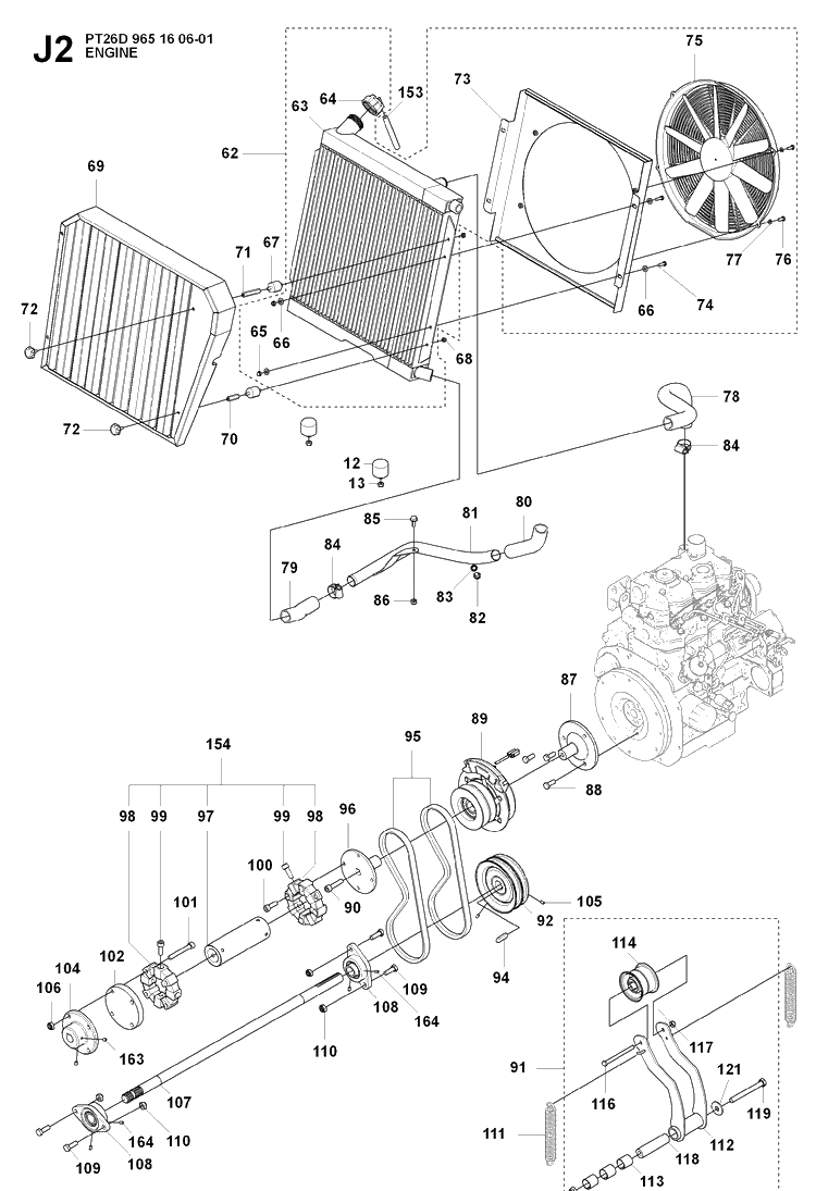 Engine Diagram and Parts List for PT26D (965160601)(2008-02) Husqvarna Lawn Mower
