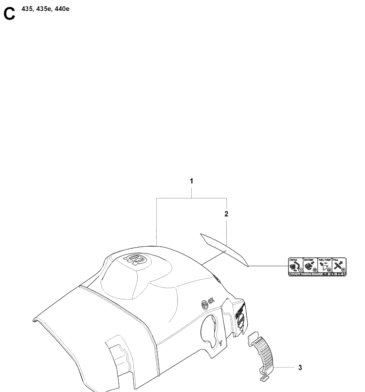 Cylinder Cover Diagram and Parts List for 435 20081800001-20090400000 Husqvarna Chainsaw