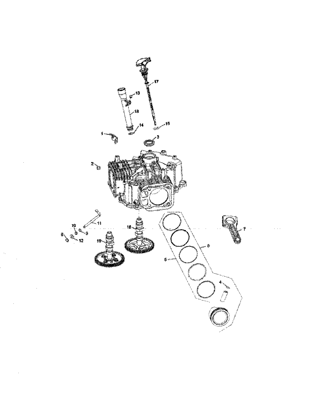Crankcase Diagram and Parts List for YT48CS-96043022400  Husqvarna Lawn Tractor