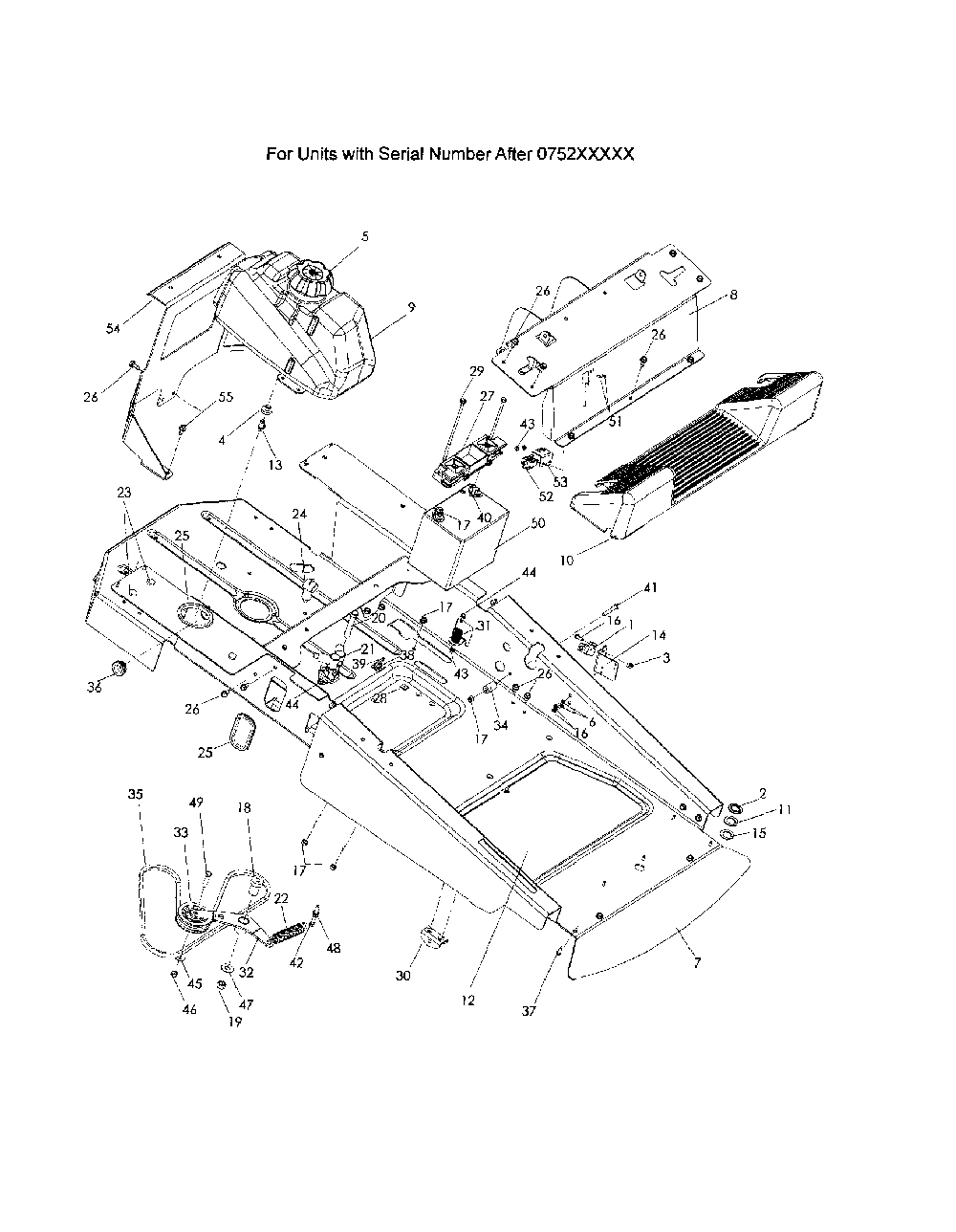 Chassis/frame Diagram and Parts List for 968999685  Husqvarna Lawn Mower