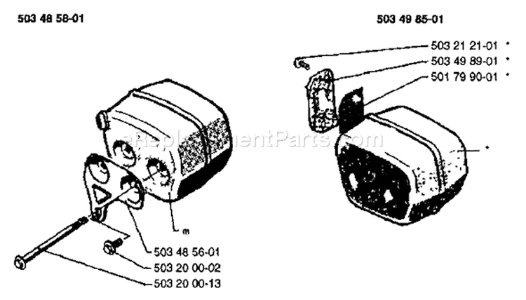 Page F Diagram and Parts List for 42 1988-10 Husqvarna Chainsaw
