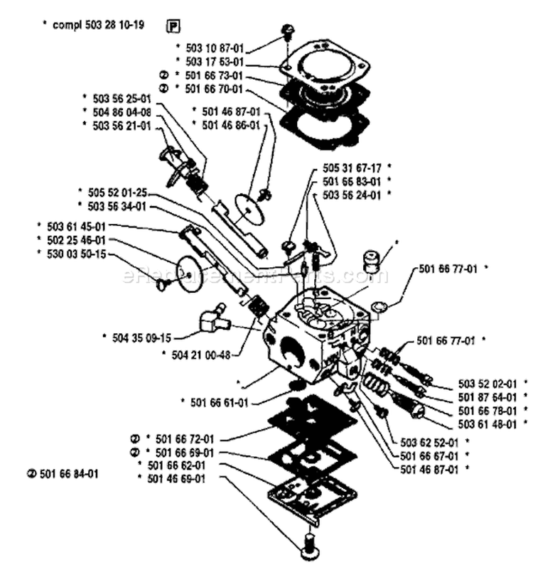Page B Diagram and Parts List for 42 1992-03 Husqvarna Chainsaw