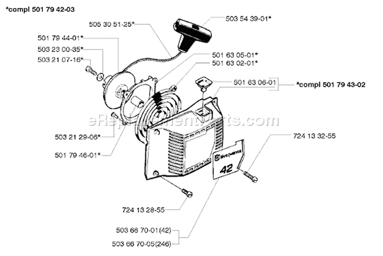 Page I Diagram and Parts List for 42 1994-12 Husqvarna Chainsaw