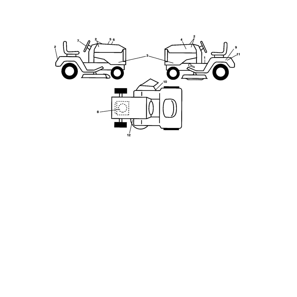 Decals Diagram and Parts List for 917287542  Husqvarna Lawn Tractor