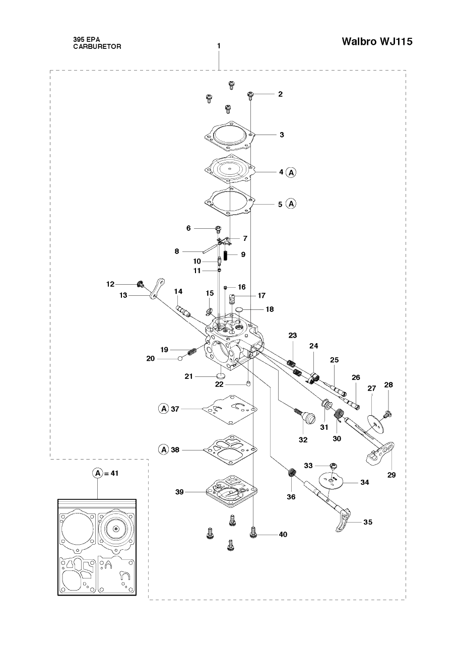 Carburetor 2 Diagram and Parts List for 395XP-XPG (EPA)(20163900001 - 20193499999) Husqvarna Chainsaw