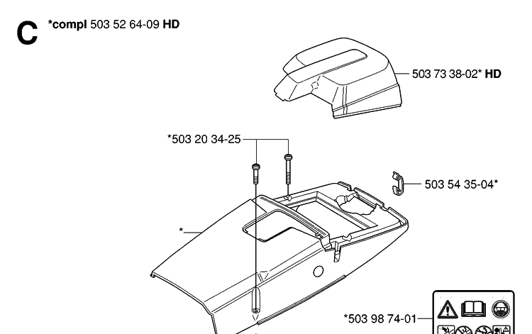 Cylinder Cover Diagram and Parts List for 395XP/ (XPG)(20070100001-20102299999) Husqvarna Chainsaw