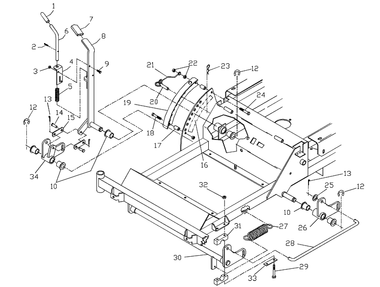Deck Lift Assembly Diagram and Parts List for ZTHKH4820 2000-05 Husqvarna Lawn Mower