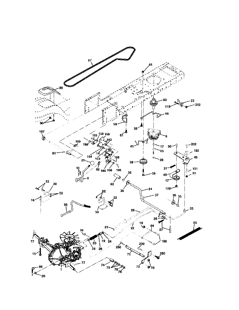 Drive Diagram and Parts List for 917279001  Husqvarna Lawn Tractor