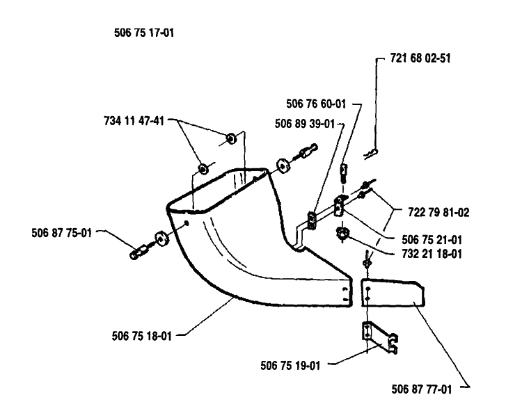 Bend Pipe Diagram and Parts List for GC970 1991-12 Husqvarna Lawn Tractor Accessories