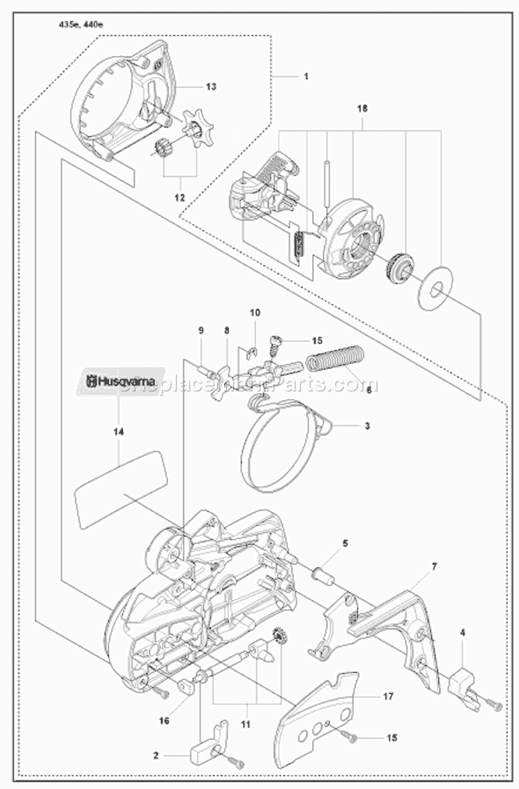 Page B Diagram and Parts List for 435E 435 E 2008-05 Husqvarna Chainsaw