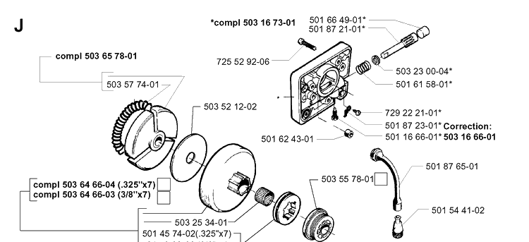 Clutch And Oil Pump Diagram and Parts List for 262XP 19960100001-19981400000 Husqvarna Chainsaw