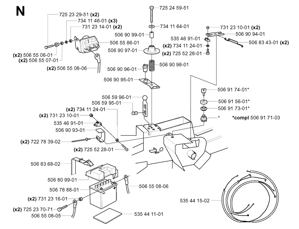 Electrical 2 Diagram and Parts List for R13C (965070401)(2006-01) Husqvarna Lawn Tractor
