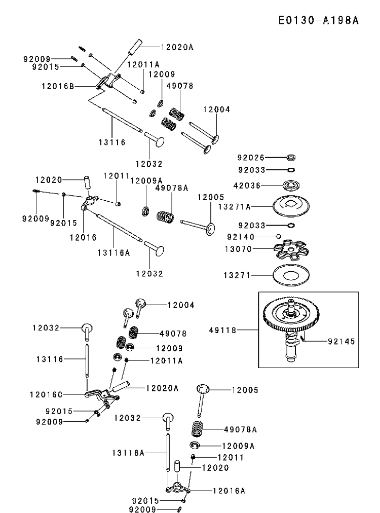 Valve And Camshaft Diagram and Parts List for FX921V-DS06 2017-09 Husqvarna Engine