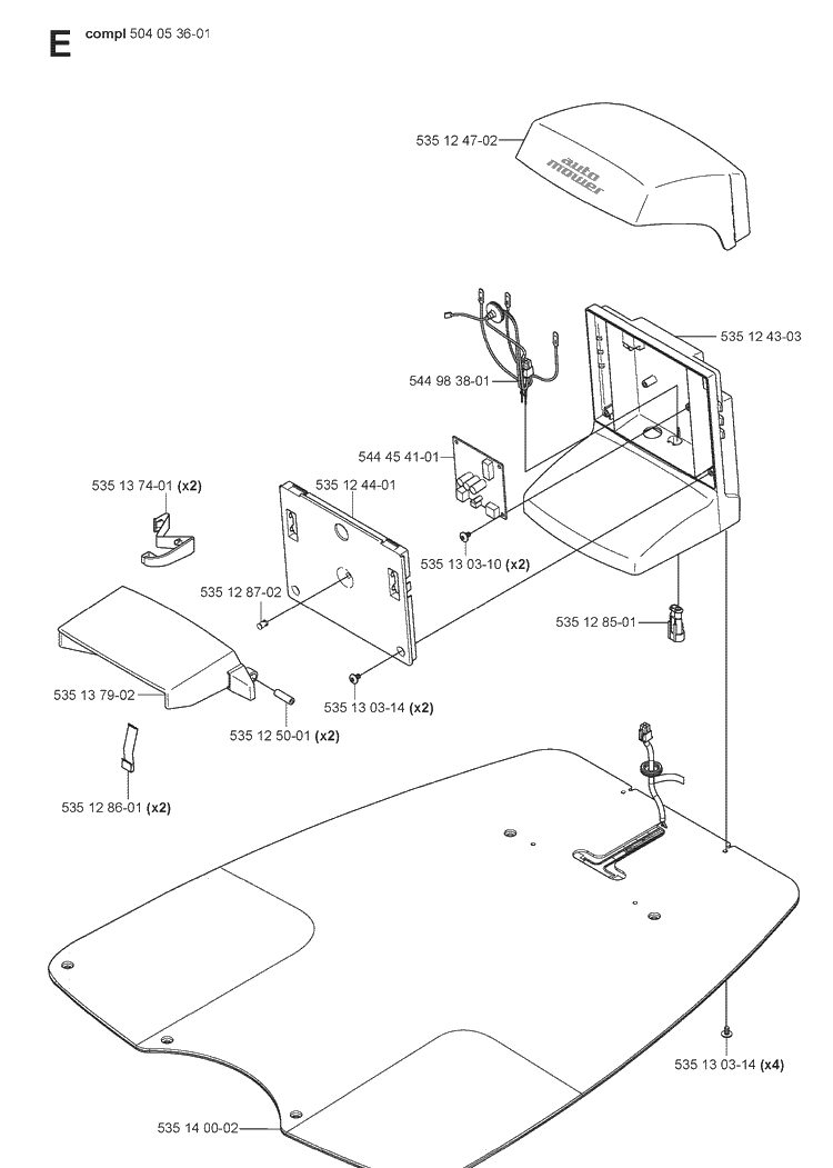 Charging Station Diagram and Parts List for 220AC 2008-02 Husqvarna Lawn Mower