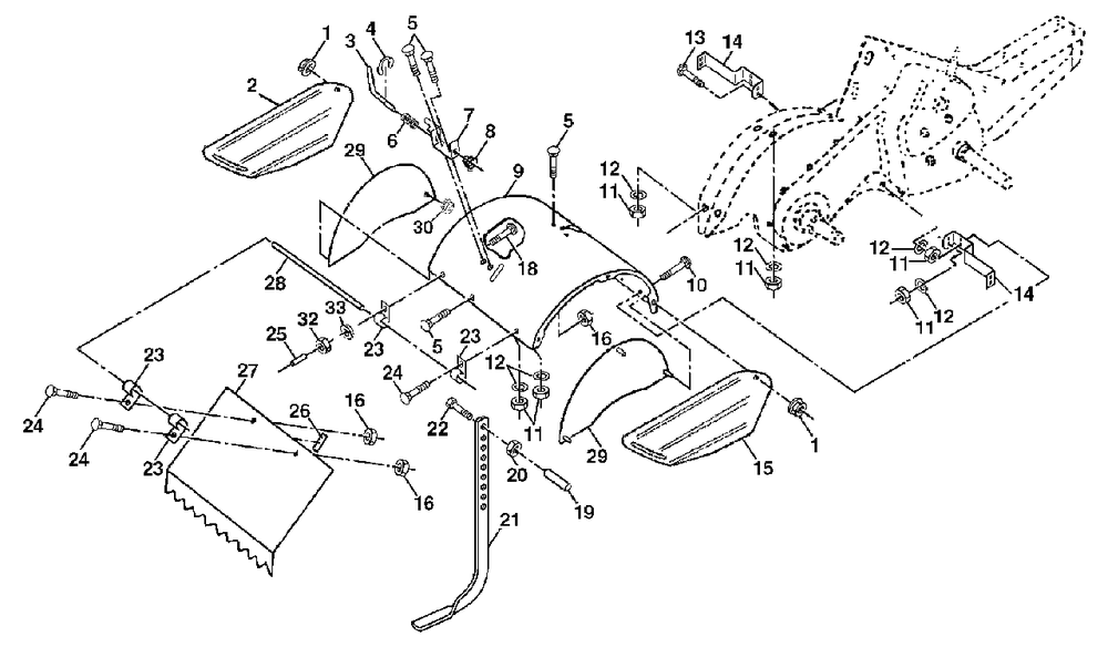 Tine Shield Diagram and Parts List for 650CRT (954328030-B)(2001-11) Husqvarna Tiller