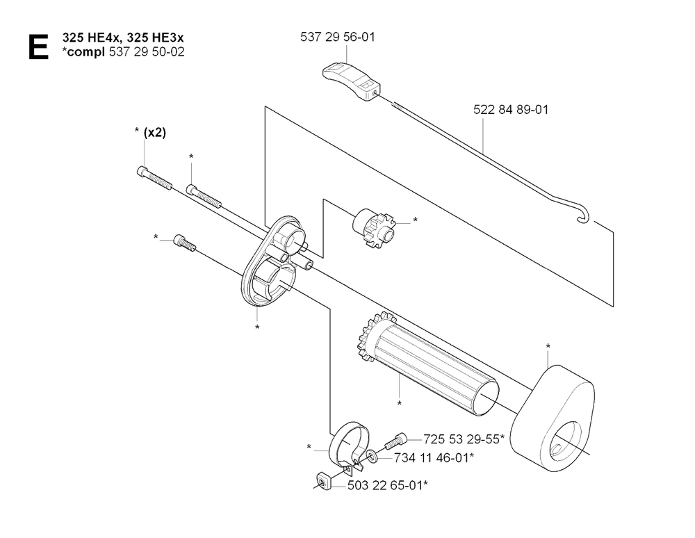 Controls Diagram and Parts List for 325HE4X 20090900001 & Above Husqvarna Hedge Trimmer