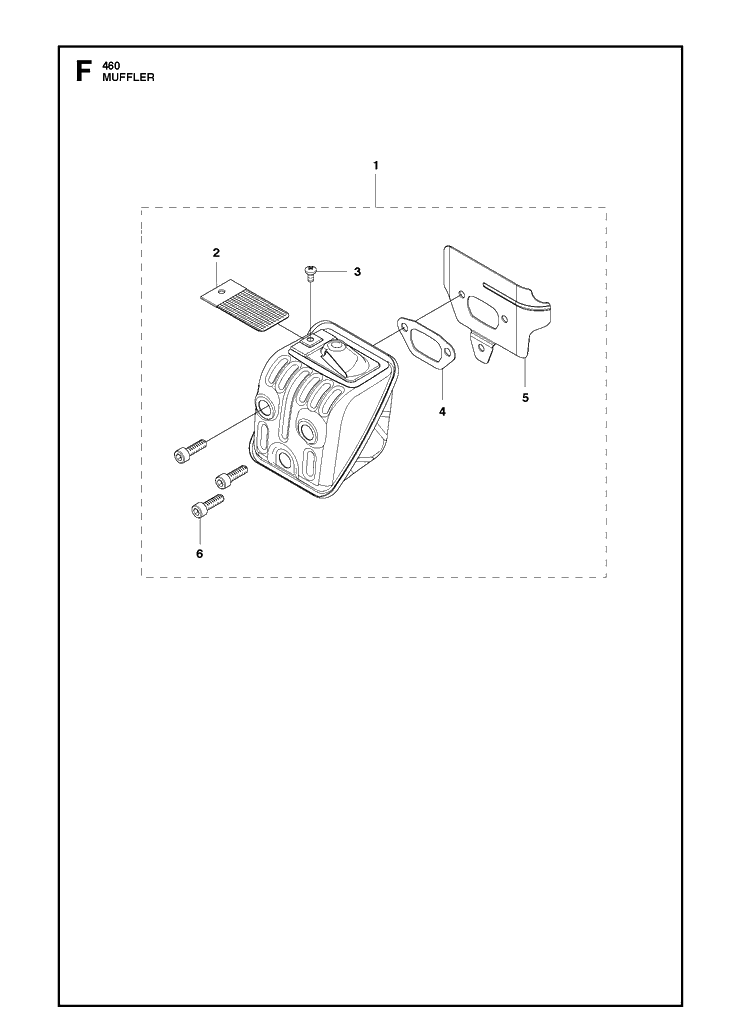 Muffler Diagram and Parts List for 460  Husqvarna Chainsaw
