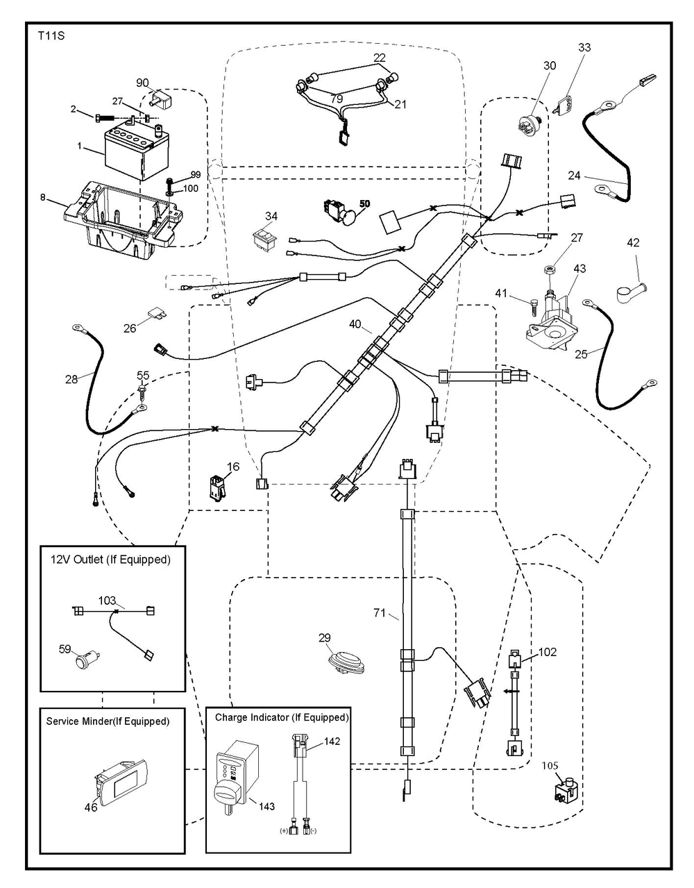 Electrical Diagram and Parts List for YTH24V48 2018 Husqvarna Lawn Tractor