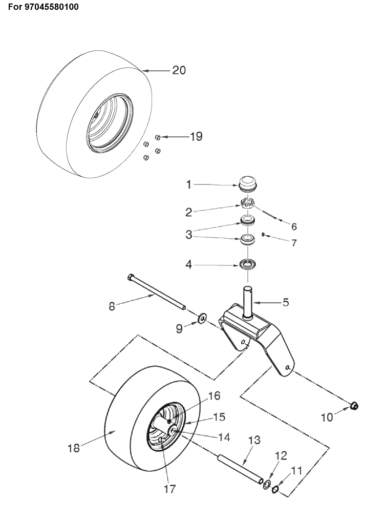 Wheels And Tires 4 Diagram and Parts List for MZ54 (97045580100)(2019-12) Husqvarna Lawn Mower