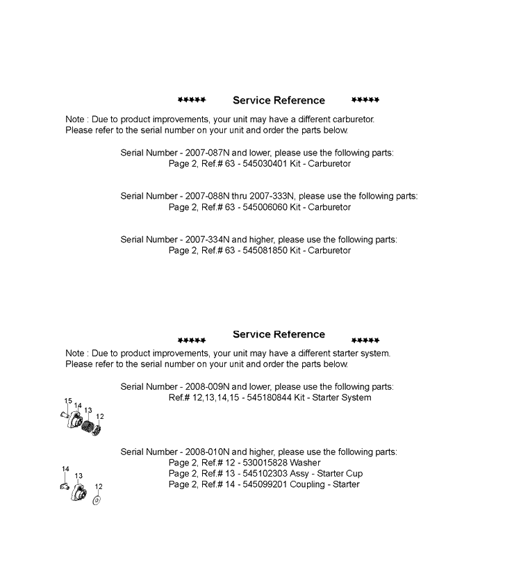 Service Updates Diagram and Parts List for 124L 545103450 Husqvarna Edger