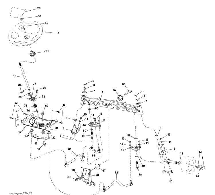 Steering Diagram and Parts List for CTH224T (96051009600)(2013-10) Husqvarna Lawn Tractor