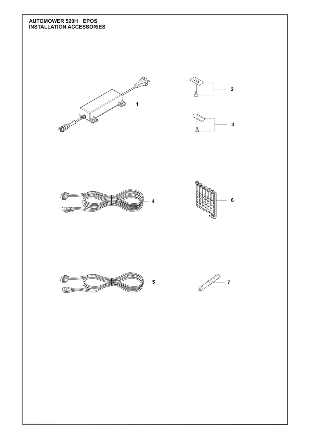 Installation Accessories Diagram and Parts List for 520HEPOS  Husqvarna Lawn Mower