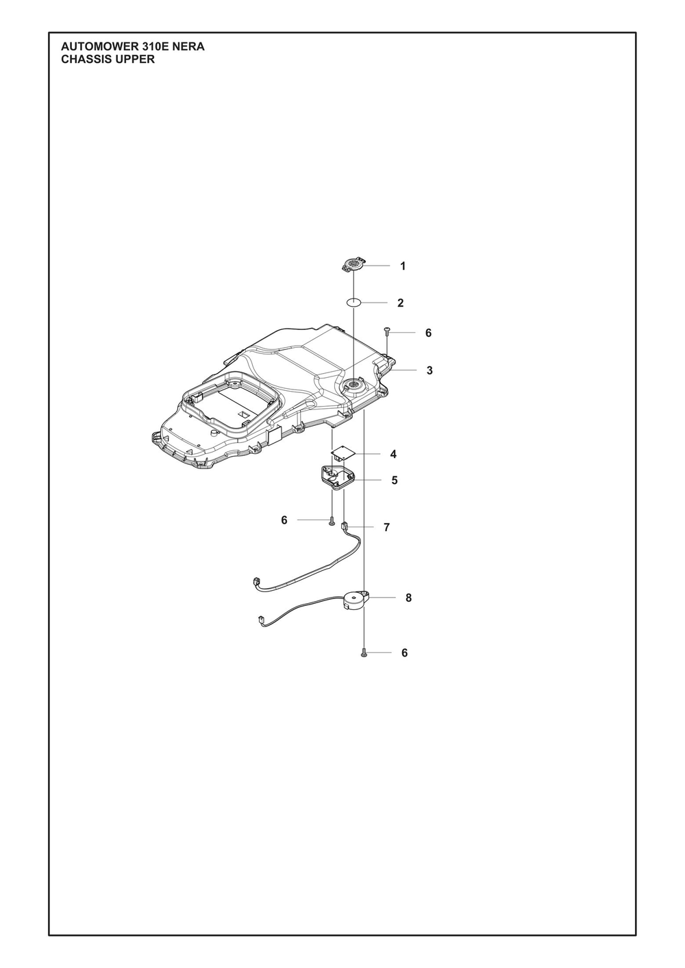 Chassis Upper Diagram and Parts List for 310ENERA  Husqvarna Lawn Mower