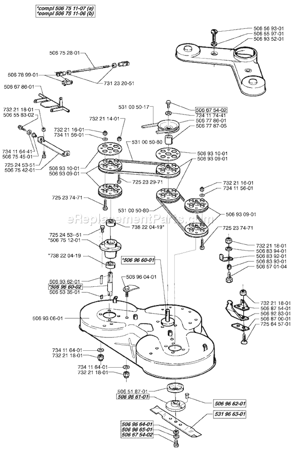 Page K Diagram and Parts List for RIDER970 1998-01 Husqvarna Lawn Tractor