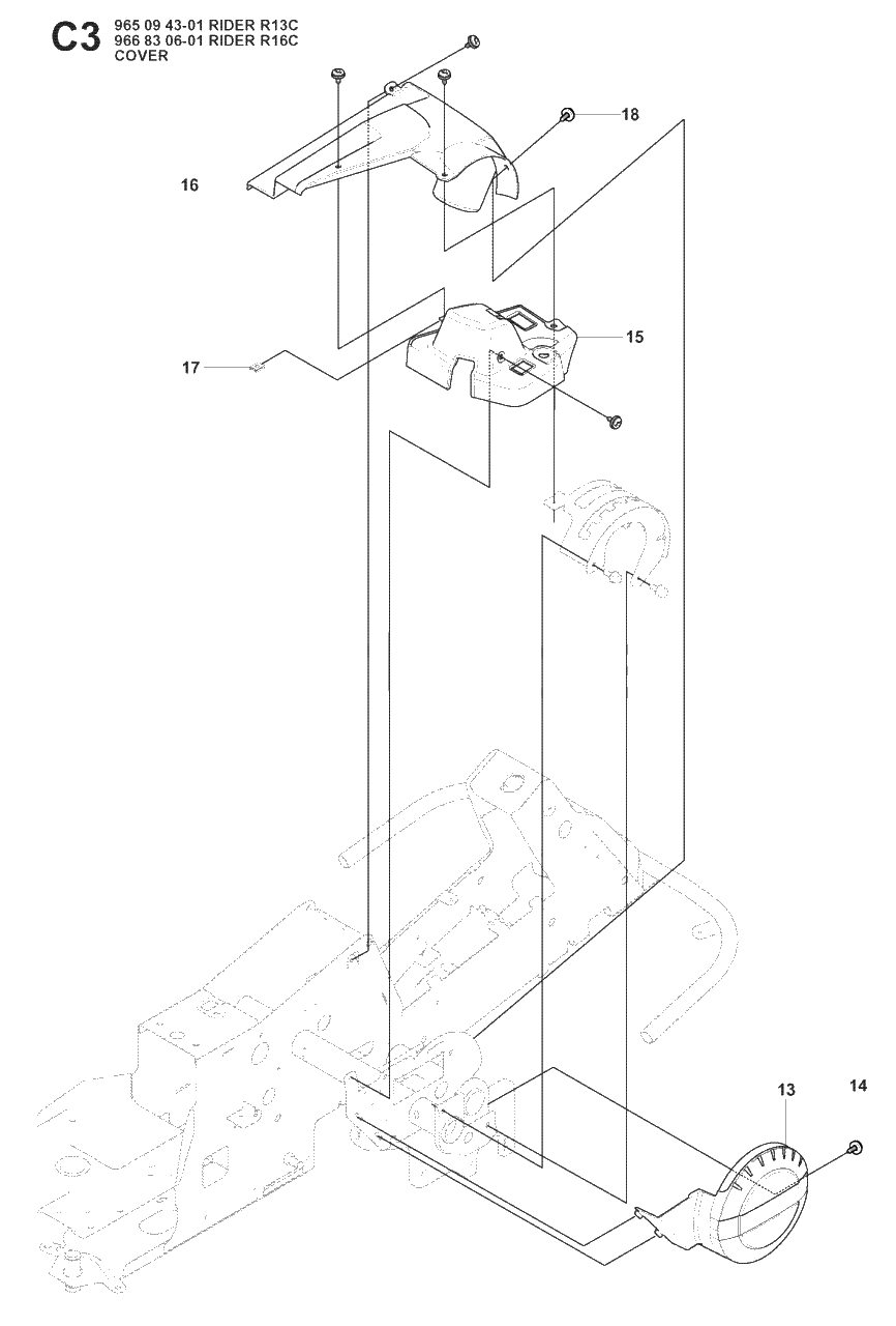 Cover Diagram and Parts List for R13C (965094301)(2008-04) Husqvarna Lawn Tractor