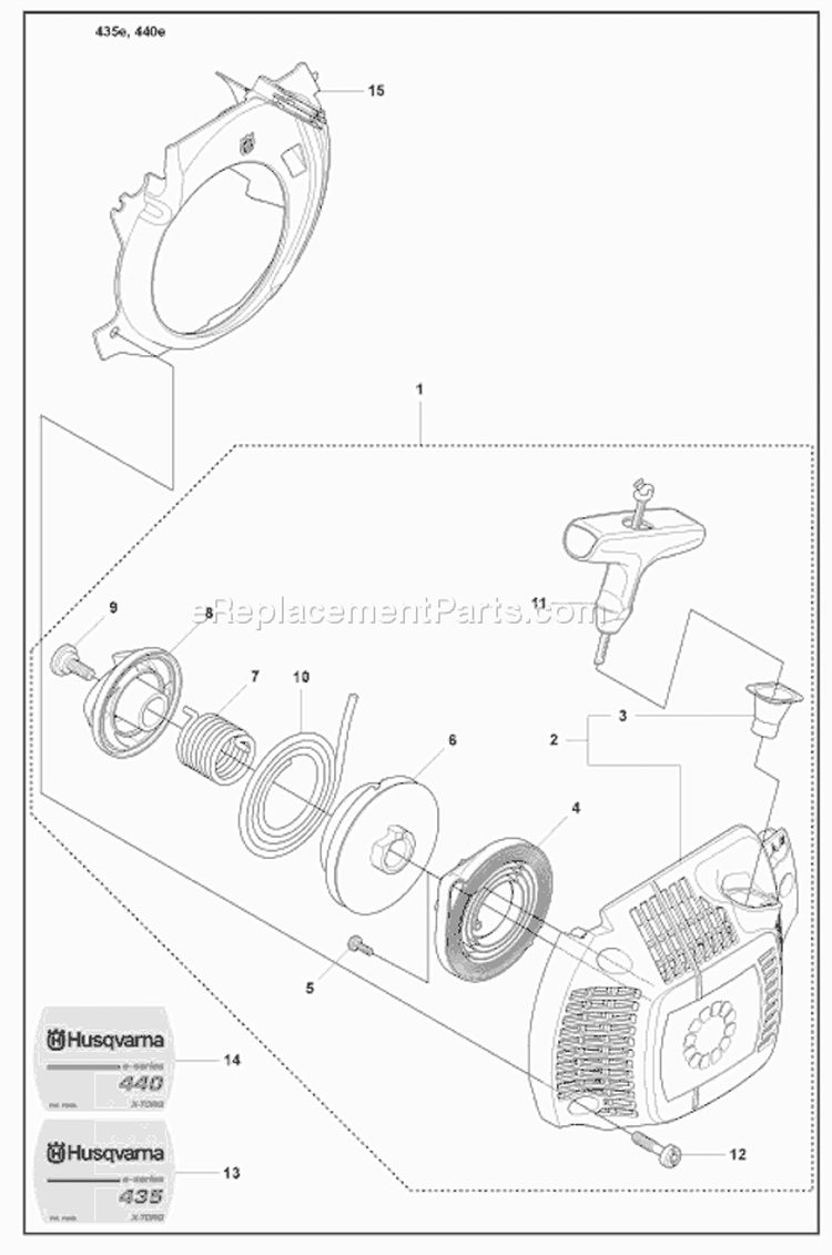 Page K Diagram and Parts List for 440E 440 E 2008-05 Husqvarna Chainsaw