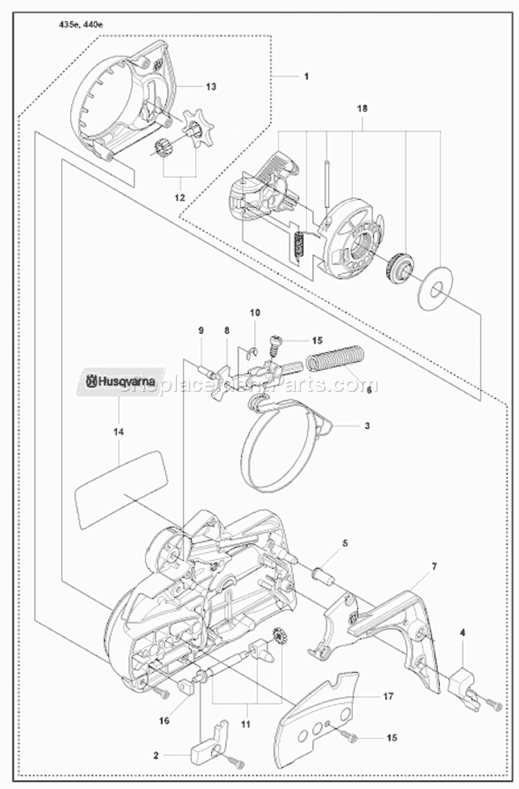 Page B Diagram and Parts List for 440E 440 E 2008-05 Husqvarna Chainsaw