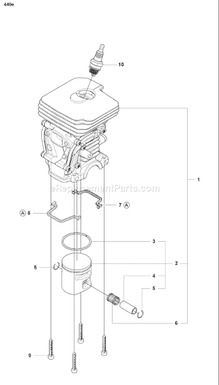 Page F Diagram and Parts List for 440E 440 E 2008-05 Husqvarna Chainsaw