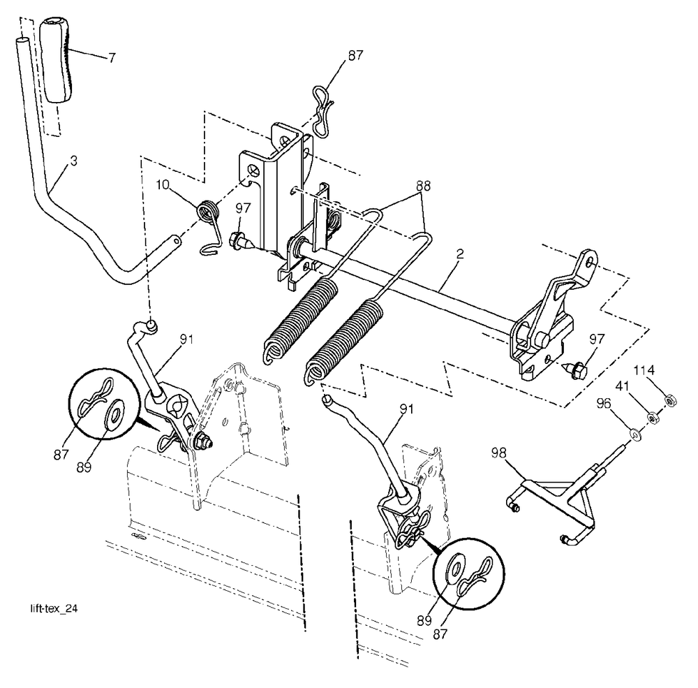 Mower Lift / Deck Lift Diagram and Parts List for GT48DXLS (960430233-00)(2016-11) Husqvarna Lawn Tractor