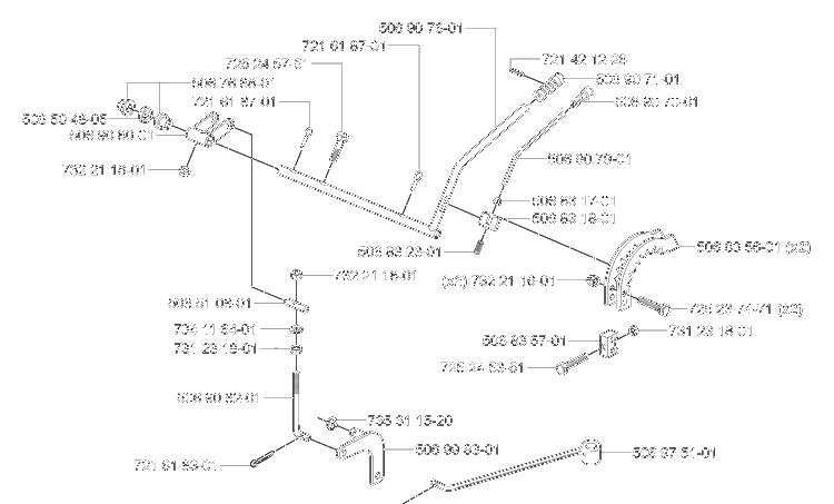 Levers/Cables/Links Diagram and Parts List for RIDER155 2006-01 Husqvarna Lawn Tractor