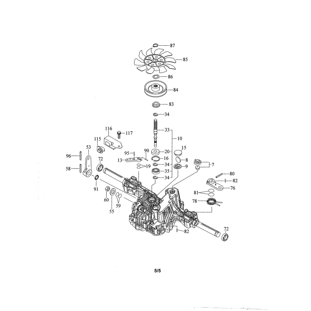Transaxle Diagram and Parts List for 96043020300  Husqvarna Lawn Tractor