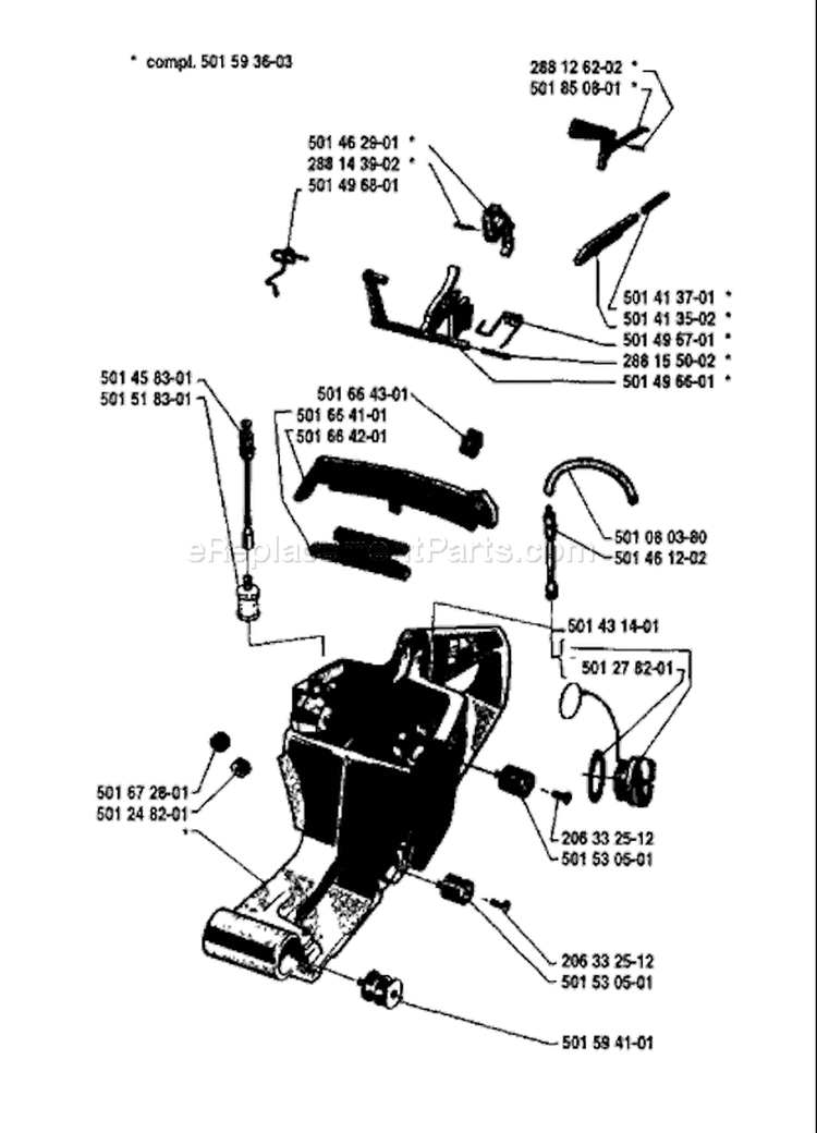 Page J Diagram and Parts List for 444 1980-02 Husqvarna Chainsaw