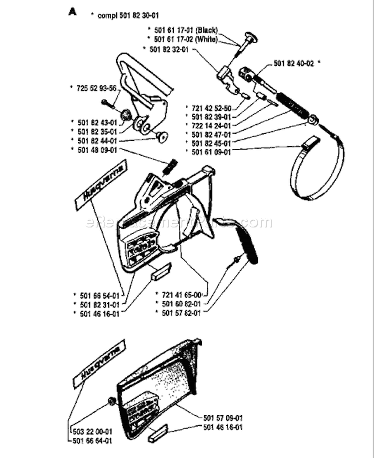 Page C Diagram and Parts List for 444 1981-03 Husqvarna Chainsaw