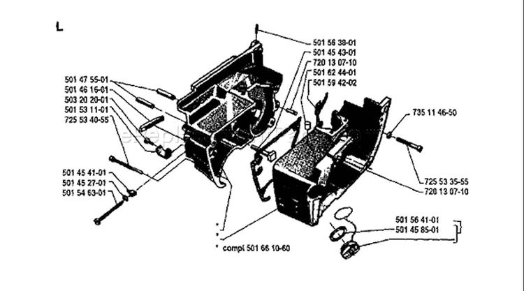Page E Diagram and Parts List for 444 1981-03 Husqvarna Chainsaw