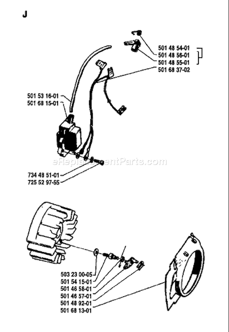 Page G Diagram and Parts List for 444 1981-03 Husqvarna Chainsaw