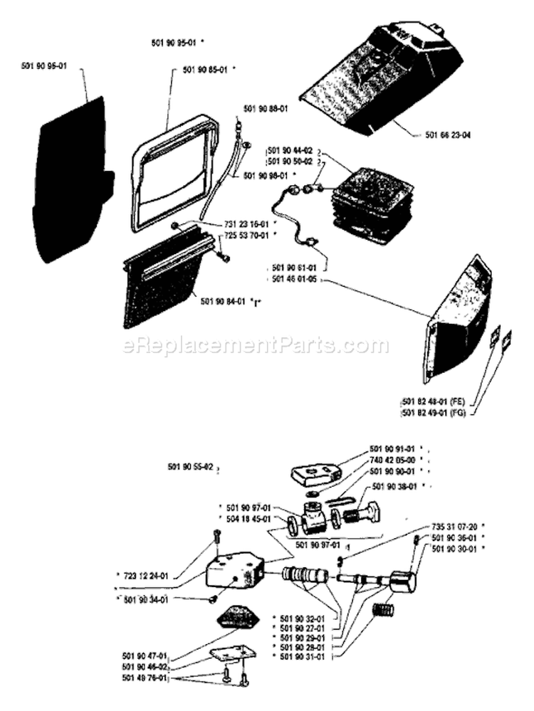 Page L Diagram and Parts List for 444 1984-01 Husqvarna Chainsaw