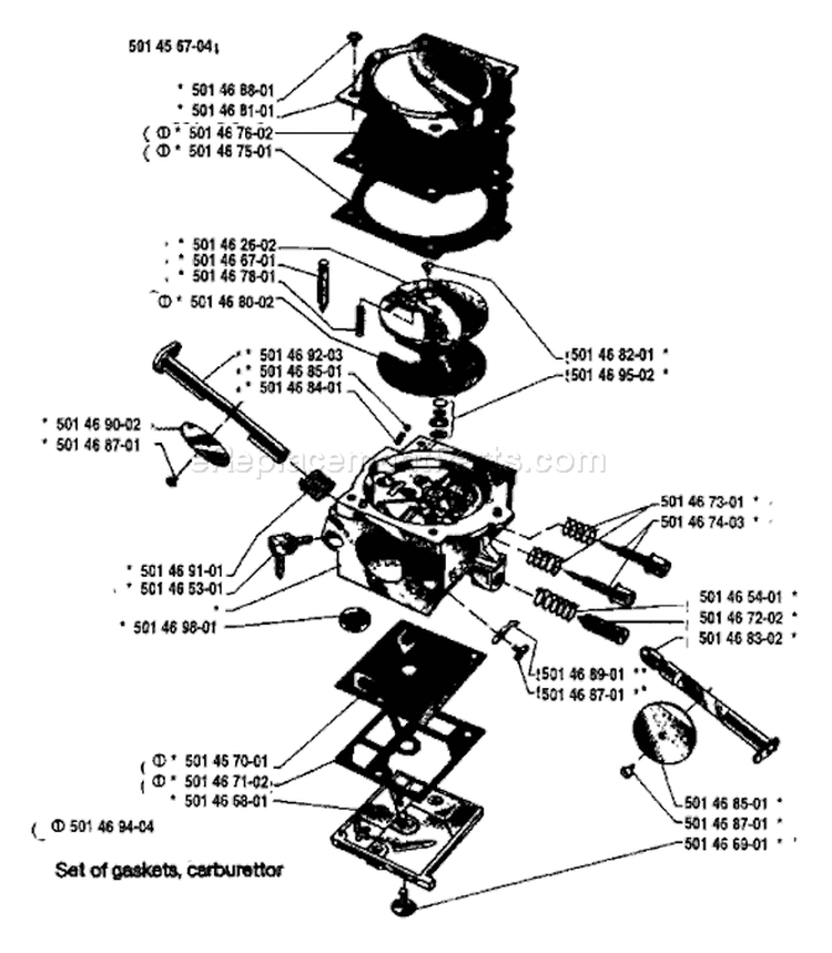 Page B Diagram and Parts List for 444 1984-01 Husqvarna Chainsaw