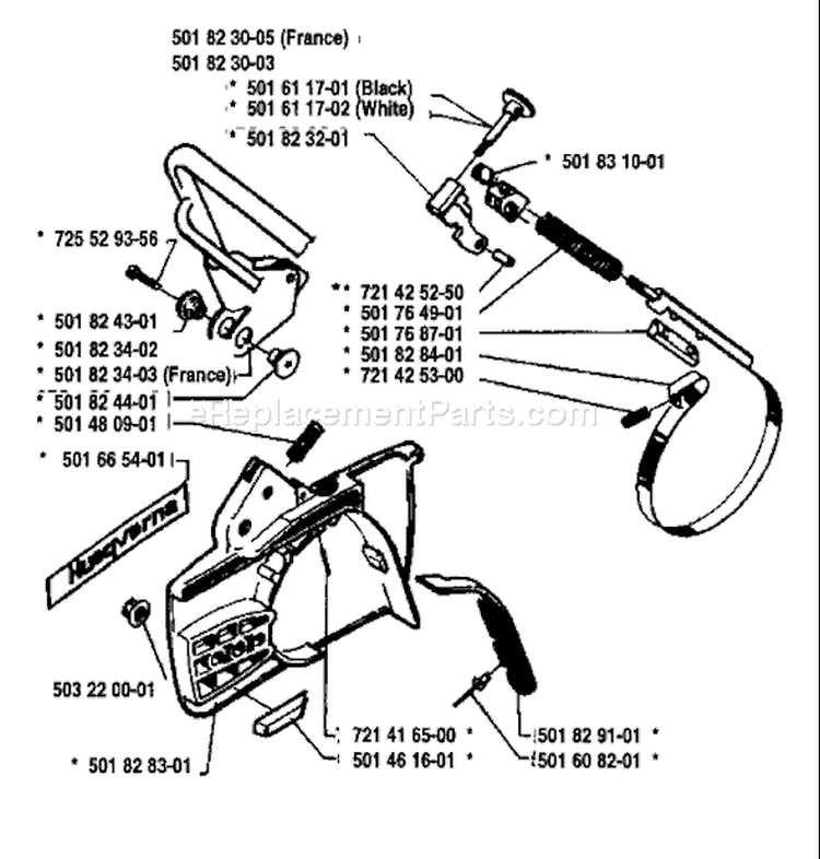 Page C Diagram and Parts List for 444 1984-01 Husqvarna Chainsaw