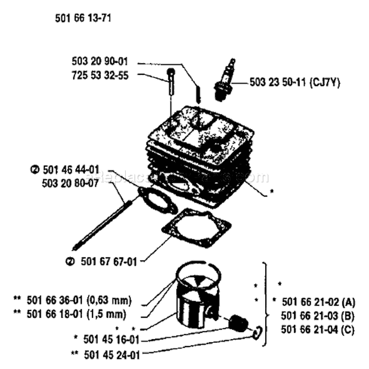 Page I Diagram and Parts List for 444 1984-01 Husqvarna Chainsaw