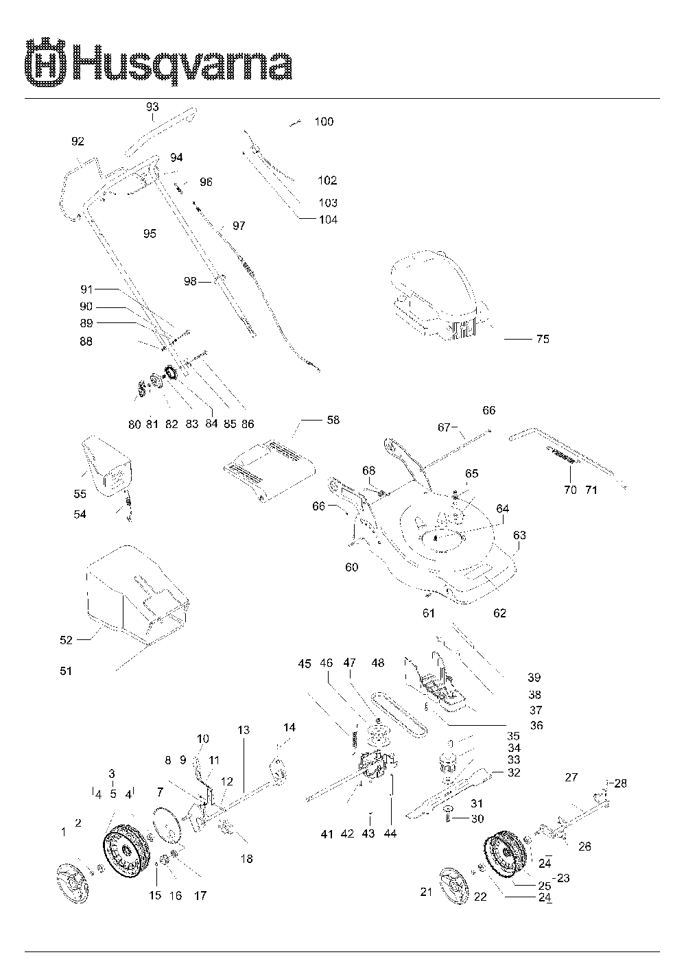 Product Complete Diagram and Parts List for R147S (965159201)(2008-02) Husqvarna Lawn Mower