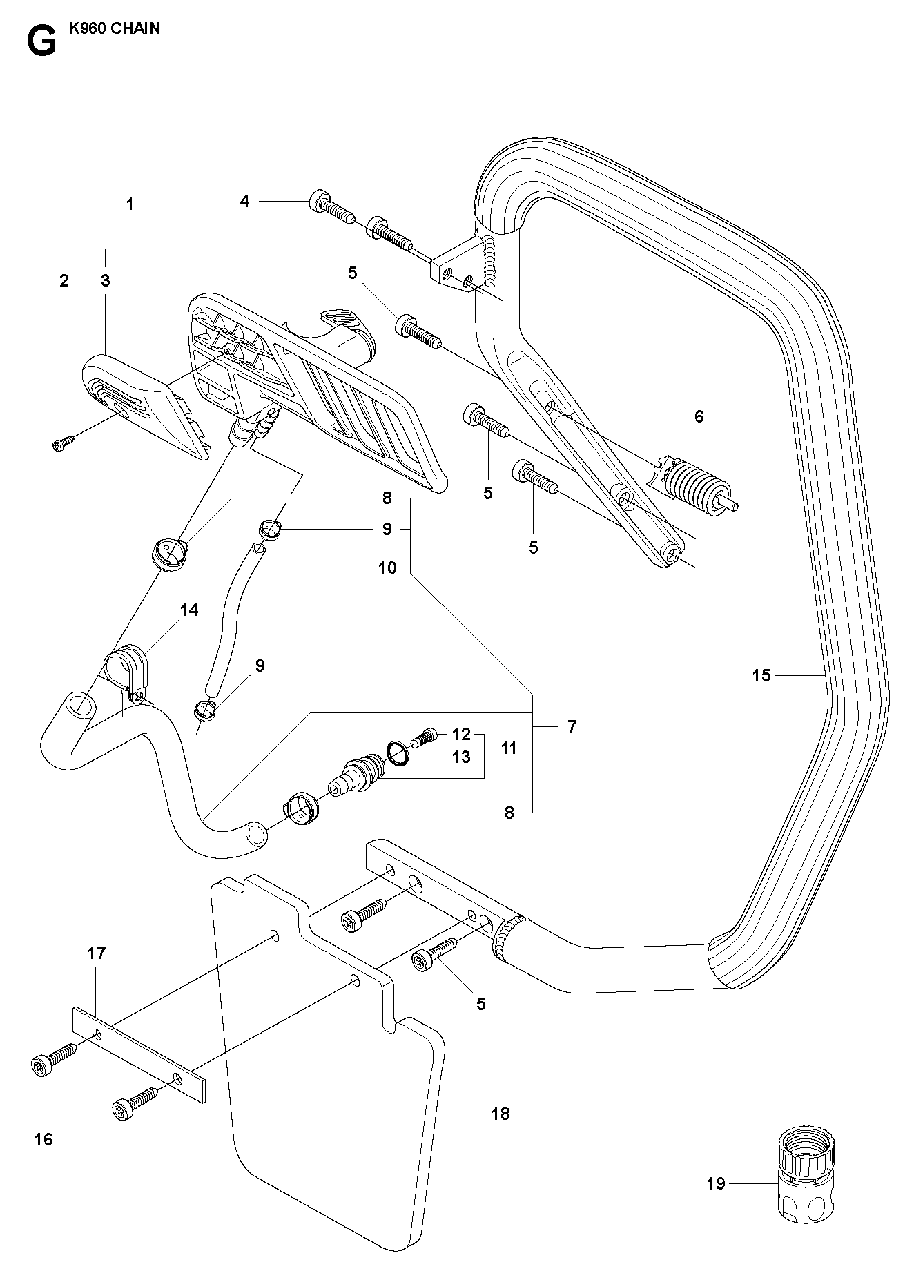 Handle Diagram and Parts List for K960CHAIN 2008-03 Husqvarna Circular Saw