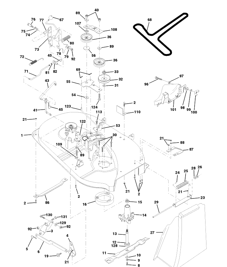 Mower Deck Diagram and Parts List for LTH120 (954140003B)(1997-12) Husqvarna Lawn Mower