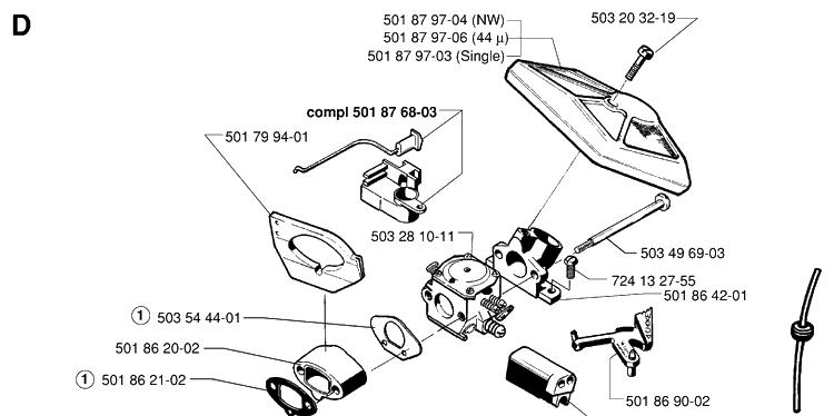 Clutch And Oil Pump 2 Diagram and Parts List for 254 19960100001-19980900000 Husqvarna Chainsaw