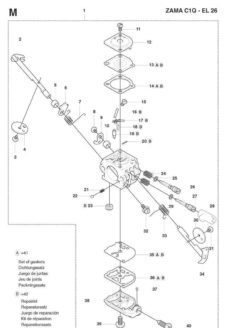 Carburetor Diagram and Parts List for 325HD60 (X-SERIES)(20081400001-20090400000) Husqvarna Hedge Trimmer