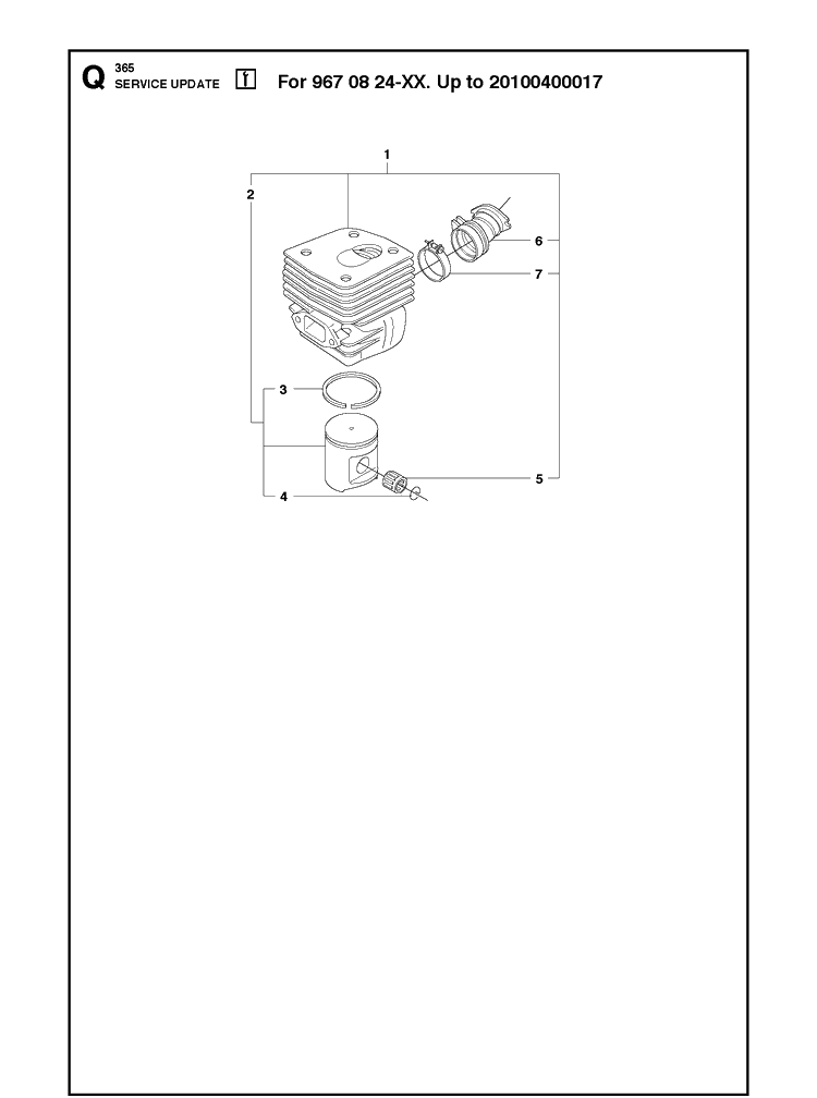 Service Updates Diagram and Parts List for 365 20101800001-Current Husqvarna Chainsaw