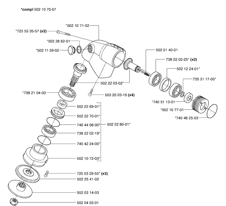 Gear Head Diagram and Parts List for 265RXEPA 2002-08 Husqvarna Brush Cutter